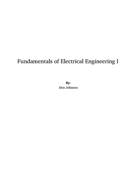 Fundamentals of Electrical Engineering I by Don Johnson pdf free download