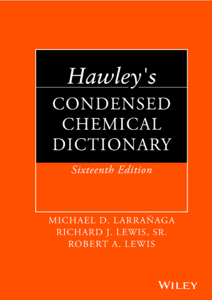 Hawleys Condensed Chemical Dictionary by Richard J Lewis SR pdf free download