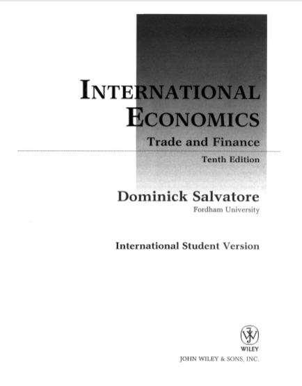 International Economics 10th Edition by Dominick Salvatore pdf free download