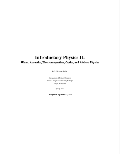 Introductory Physics II by D G Simpson pdf free download