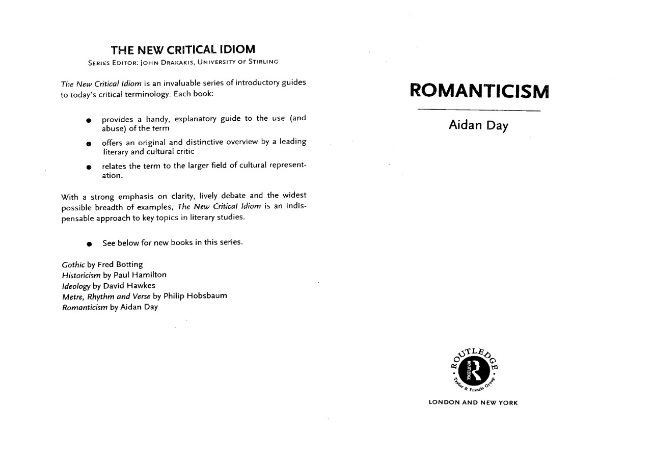 Romanticism By Aidan Day pdf free download