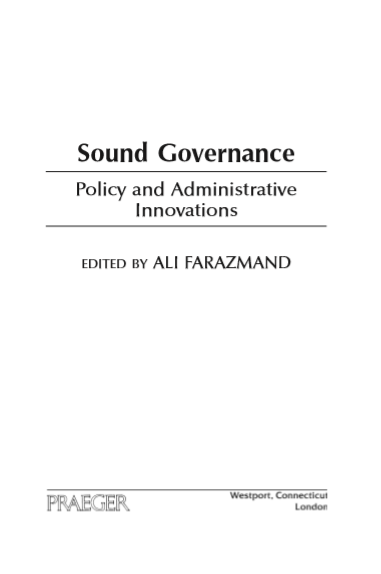Sound Governance Policy and Administrative Innovations pdf free download