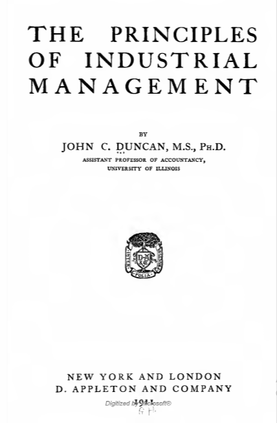 The Principles of Industrial Management by John C Duncan pdf free download