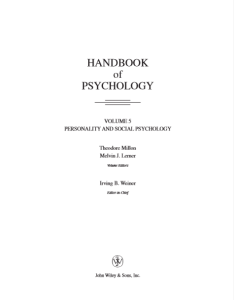 Handbook of Psychology Volume 5 by Irving B Weiner pdf free download