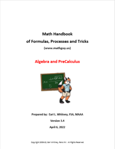 Algebra and Pre-Calculus Math Handbook of Formulas Processes and Tricks by Earl L Whitney pdf free download