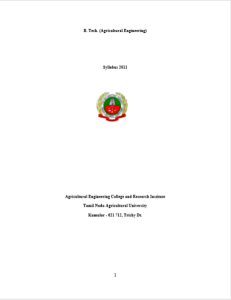 B Tech Agricultural Engineering Syllabus 2011 pdf free download