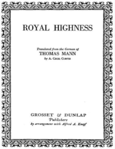 Royal Highness by Thomas Mann pdf free download