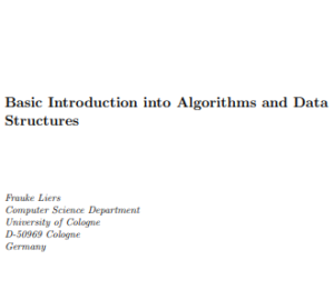 Basic Introduction into Algorithms and Data Structures by Frauke Liers pdf free download
