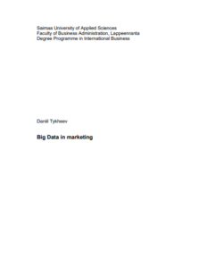 Big Data in Marketing thesis 2018 by Daniil Tykheev pdf free download