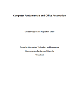 Computer Fundamentals and Office Automation pdf free download